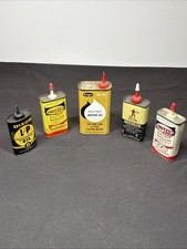 Group Lot Of 5 Vintage Metal Tin Oiler Cans picture
