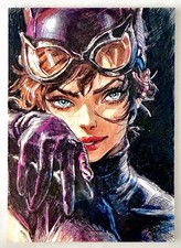 Catwoman - 1/1 Hand-Drawn Original Art Signed Sketch Card - Thick ACEO Batman picture