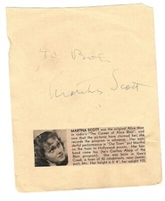 ACTRESS MARTHA SCOTT , V INTAGE AUTOGRAPH ON ALBUM PAGE picture