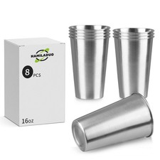 8Pack 16 oz Stainless Steel Pint Cups,Stainless Steel Cup,Pint Cup Tumblerᦁ picture