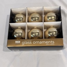 Martha Stewart Golden Traditions Gold Glass Christmas Ornaments Set of 6 2007 picture
