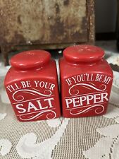 Farmhouse Red And White Pop Art Salt And Pepper Shakers Ceramic picture