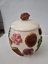 1950s Cookies All Over Cookie Jar Los Angeles Pottery  Vtg Walnut Knob NICE picture