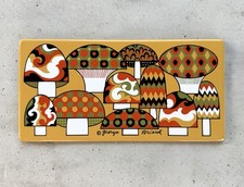 Vintage Georges Briard Groovy Mushroom Enamel Metal Tile Midcentury picture