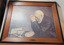 Vintage Enstrom Grace 20x24 Framed Print Turner Mfg Co Praying Man (No Glass) picture