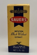 Vintage Sauer’s Imitation Black Walnut Extract 1 Oz Glass Bottle & Box picture