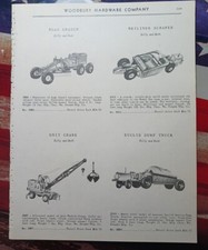 1950 print ad vintage BILLY AND RUTH Road Grader Crane Scraper Dump Truck Toy picture
