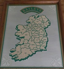 Very Rare vintage 1977 Baileys Irish Cream map Of Ireland mirror Sign  picture