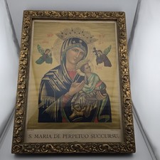 S. Maria De Perpetuo Succursu - ANTIQUE Virgin Maria Framed Print 1900s 16 x 12 picture