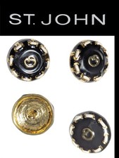 St John Knits (0.85 Inch) Gold Tone Black/White Enamel Logo Replacement Buttons picture