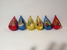 Vintage JewelBrite Diorama Christmas Ornaments Lot 6 Teardrop Nativity Santa MCM picture