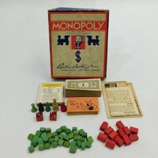 Parker Brothers Vintage Late 1935 Blue Box Monopoly Board Game No Board picture