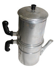 VINTAGE ESPRESSO FLIP DRIP ALUMINUM STOVE TOP COFFEE POT MADE IN ITALY 5 PIECE picture