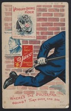 Washburn Crosby's Gold Medal Flour Running Policeman  Victorian Trade Card picture