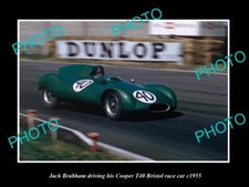 OLD HISTORIC PHOTO OF JACK BRABHAM DRIVING HIS COOPER T40 BRISTOL CAR c1955 picture