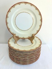 Vintage Meito Celestine Dinner Plates Set of 12, Red and Gold Border, Japan picture
