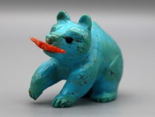 Dan Quam (d) Turquoise Zuni Bear w/Fish Fetish picture