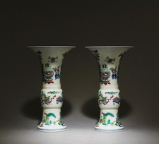 A Pair of Doucai Tongzi Horse Bottle Vase picture
