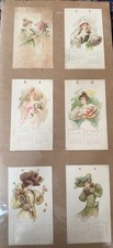 1897 Gray Lithograph Calendar Cards Set 6 Victorian Ladies Antique Prints picture