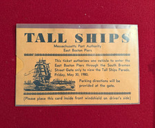 Massachusetts Port Authority Tall Ships East Boston Piers Vehicle Placard 1980 picture