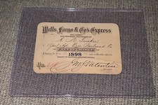 1898 Wells Fargo & Co’s Express Railroad Pass Ticket – John J. Valentine picture
