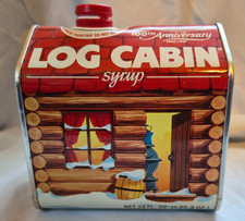 Vintage Log Cabin Syrup Tin Can 100th Anniversary 1887-1987 General Foods picture
