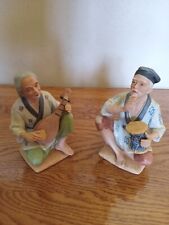Set Of 2 MNT VTG Homco Asian Figurines in Porcelain Bisque Musicians picture