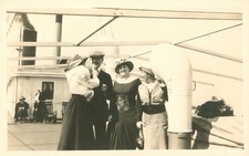 Steam Ship Postcard RPPC Antique c1919 On Board Real Photo Passengers Tourists N picture
