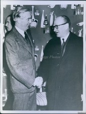 1956 Suez Crisis Prime Minister Eden Premier Mollet Historic Vintage Photo 7x9 picture