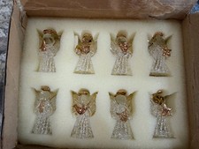 Princess House Fine Holiday Treasures 8pc Angel Hanging Glass Ornaments 5227 picture