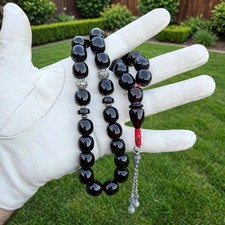 Rare Antique German Faturan Bakelite Cherry Black Tasbih 74.7g Iskender Usta picture