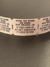 VTG Royal Toy Store New Orleans Magic Trick Secret Labels 534 Canal Strip of 3 picture