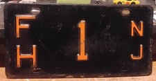 1957-1961  NEW JERSEY LICENSE PLATE #1    RARE  /  POP 1   FH #1  NJ picture