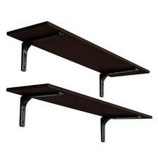 Long Wall Shelves, 39.4Inch Wooden Wall Mounted Shelves, Set of 2 Espresso picture
