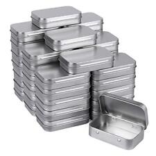 40 Pack Metal Rectangular Empty Hinged Tins, Silver Mini Portable Box Containers picture