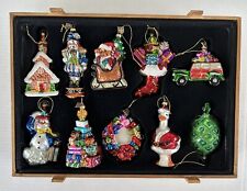 Thomas Pacconi Classics Glass Christmas Ornaments in Wood Storage Box 2006 picture