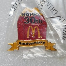 McDonald's Happy Meal 30th Anniversary Pin 2009 Gold Tone Glitter Sparkle Red picture