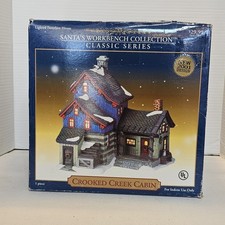 Vtg 2001 Santa's Workbench Collection Classic  - Crooked Creek Cabin 2 Lights picture