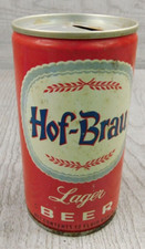 Hof-Brau Lager Steel Seamed Man Cave Premium Pull Tab Beer Can empty picture
