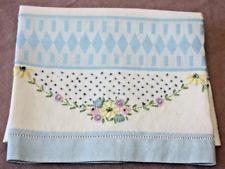 Vintage 1930s/40s Cottage Shabby Chic Embroidered Linen Guest/Tea Towel picture