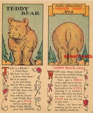 ANTIQUE 1931 O.N.T. PAPER DOLL CUTOUT TEDDY BEAR ZOO SPOOL TRADE CARD VG picture