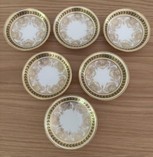 6 Antique Jean Pouyat Limoges Gold Floral Filigree Black Laurel Butter Pats 3