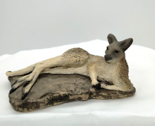 Vintage J Hancox Art Pottery Kangaroo Laying on Rock Figurine Signed Australia picture