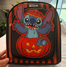 Bioworld Disney Stitch Halloween Pumpkin Mini Backpack, Black/Orange picture