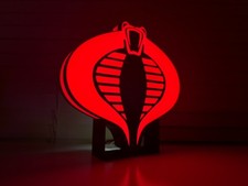 G.I. Joe Inspired  Cobra Logo LED lit Sign Display | 3D Wall Desk Shelf Art picture