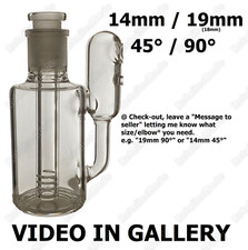 CUSTOM 45° / 90° / 14mm / 19mm ( 18mm ) Clear Glass Recycler Ash Catcher UNIQUE picture