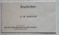 c 1940s Business Card Nickel Plate Road Railroad President JW Davin Cleveland OH picture