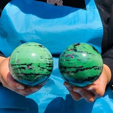 2pcs4.62LB Large Natural Ruby Zoisite Sphere Crystal Healing Stone Specimen 5177 picture