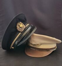 Vintage Japanese Old Firefighter regulation caps Set of 2 Very good condition picture