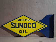 Sunoco Oil Porcelain Enamel Sign 26x12  Inches 2 Sided picture